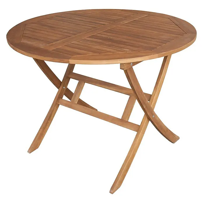 Sunfun Klapptisch Diana - Ø x H: 107 x 75 cm, Akazienholz, Geölt - Diagonale Ansicht
