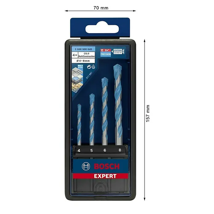 Bosch Professional Expert Mehrzweck-Bohrer Robustline CYL-9 - Durchmesser: 4 mm - 8 mm, 4 -tlg. - Skizze