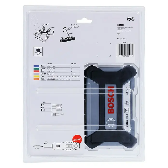 Bosch Bit-Set Pick & Click - 45 -tlg. - Vorderansicht