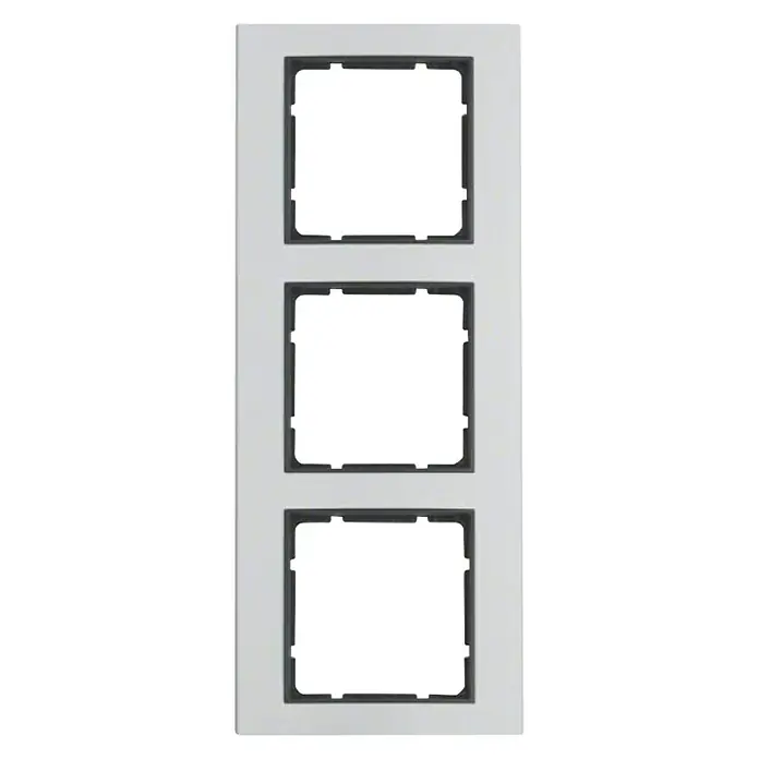 Berker B.3 Abdeckrahmen - Alu/Anthrazit, 3-fach, Aluminium, Eloxiert, Matt - Vorderansicht