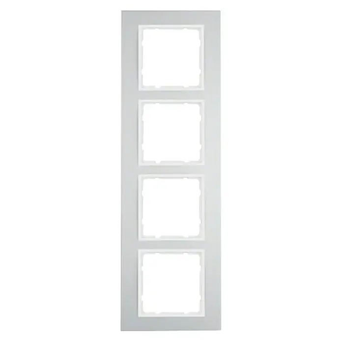 Berker B.3 Abdeckrahmen - Alu/Polarweiß, 4-fach, Aluminium, Eloxiert, Matt - Vorderansicht