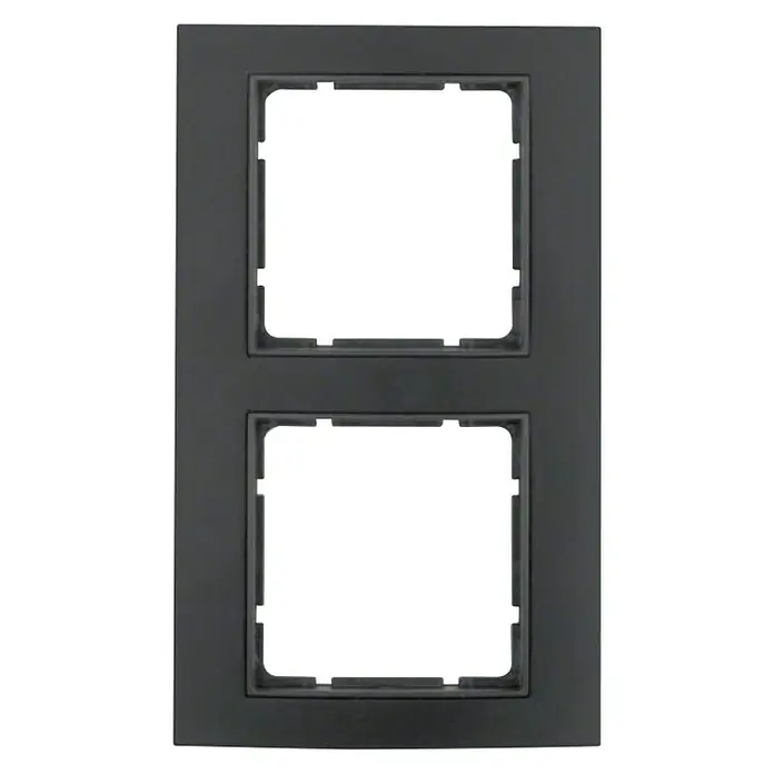 Berker B.3 Abdeckrahmen - Schwarz/Anthrazit, 2-fach, Aluminium, Eloxiert, Matt - Vorderansicht