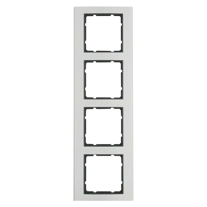 Berker B.3 Abdeckrahmen - Alu/Anthrazit, 4-fach, Aluminium, Eloxiert, Matt - Vorderansicht