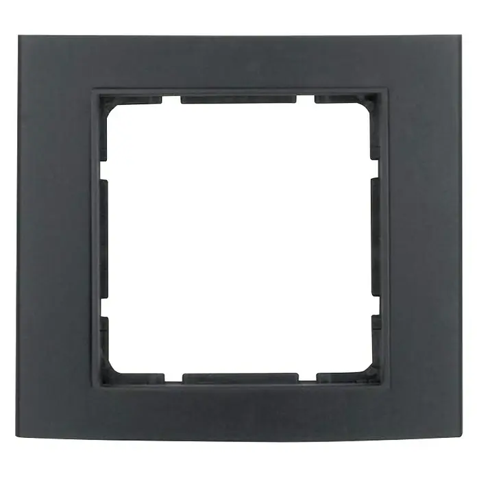 Berker B.3 Abdeckrahmen - Schwarz/Anthrazit, 1-fach, Aluminium, Eloxiert, Matt - Vorderansicht