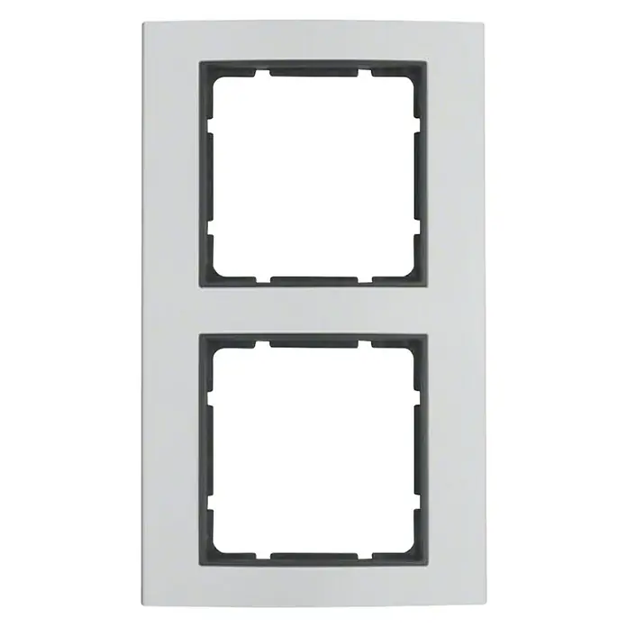 Berker B.3 Abdeckrahmen - Alu/Anthrazit, 2-fach, Aluminium, Eloxiert, Matt - Vorderansicht