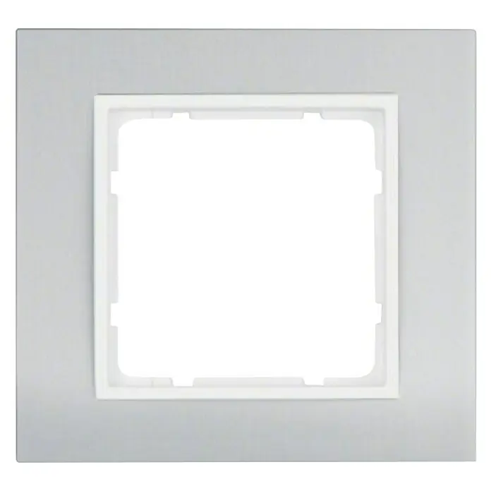 Berker B.3 Abdeckrahmen - Alu/Polarweiß, 1-fach, Aluminium, Eloxiert, Matt - Vorderansicht
