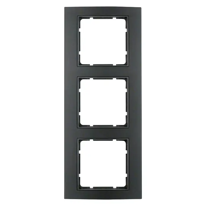 Berker B.3 Abdeckrahmen - Schwarz/Anthrazit, 3-fach, Aluminium, Eloxiert, Matt - Vorderansicht