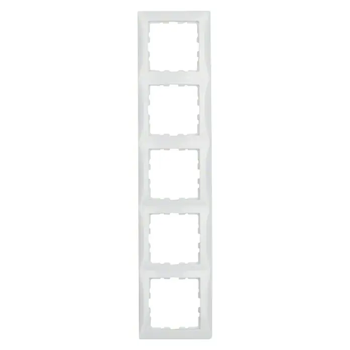Berker S.1 Abdeckrahmen - Polarweiß, Glänzend, 5-fach, Kunststoff, Unterputz - Vorderansicht