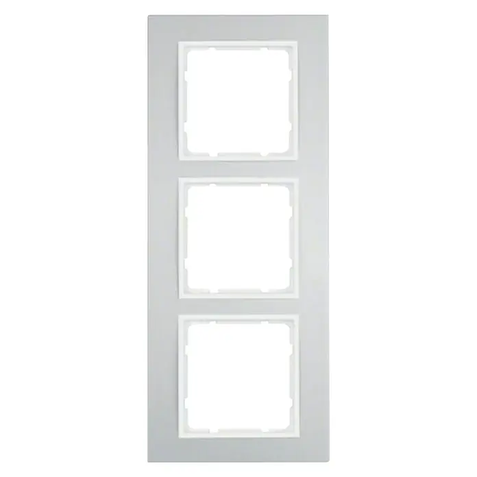 Berker B.3 Abdeckrahmen - Alu/Polarweiß, 3-fach, Aluminium, Eloxiert, Matt - Vorderansicht