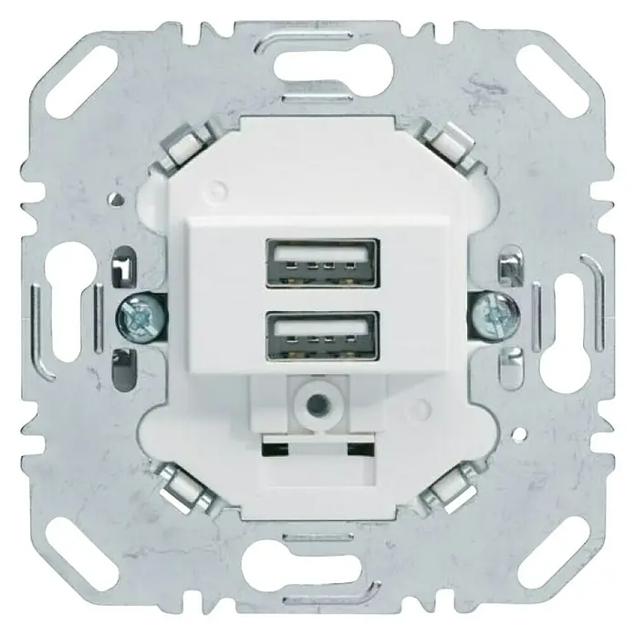 Berker USB-Steckdose - Polarweiß, Matt, 2 USB-Anschlüsse - Rückansicht