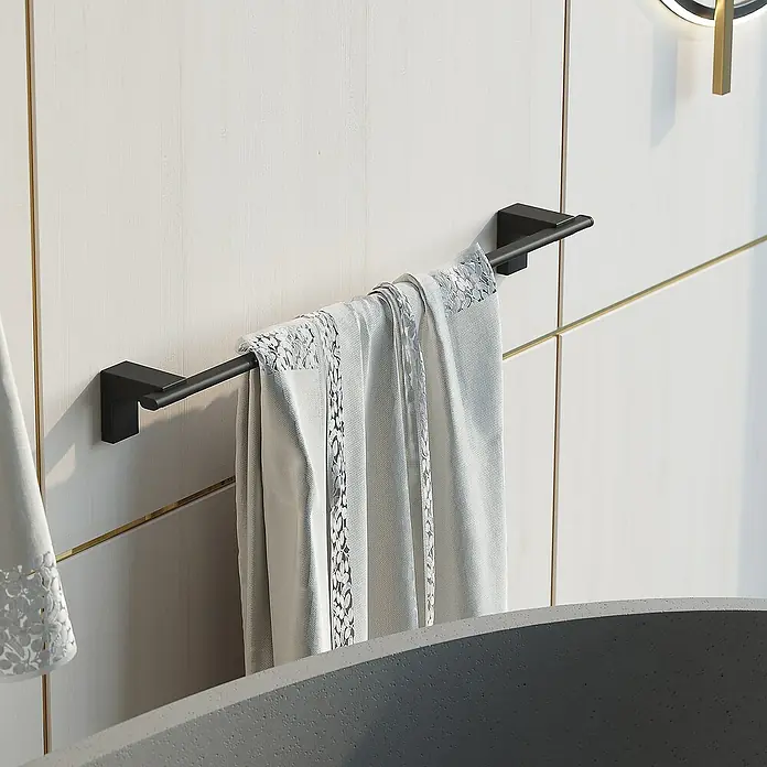 Creabath Elegance Toallero de barra - Largo: 51,1 cm, Negro, Satinado - Foto ambiente