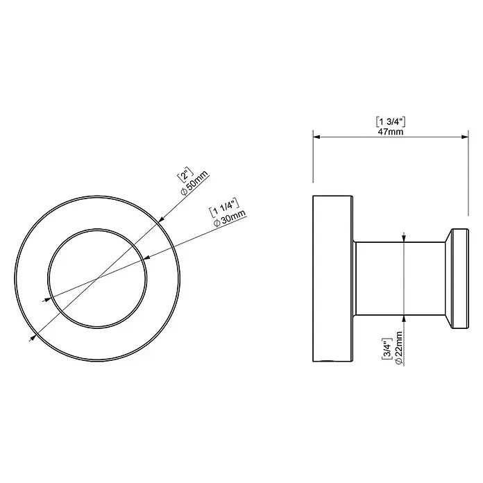 Creabath Cosmos Colgador de baño - Número de ganchos: 1 ud., Cromo, Brillante - Dibujo técnico