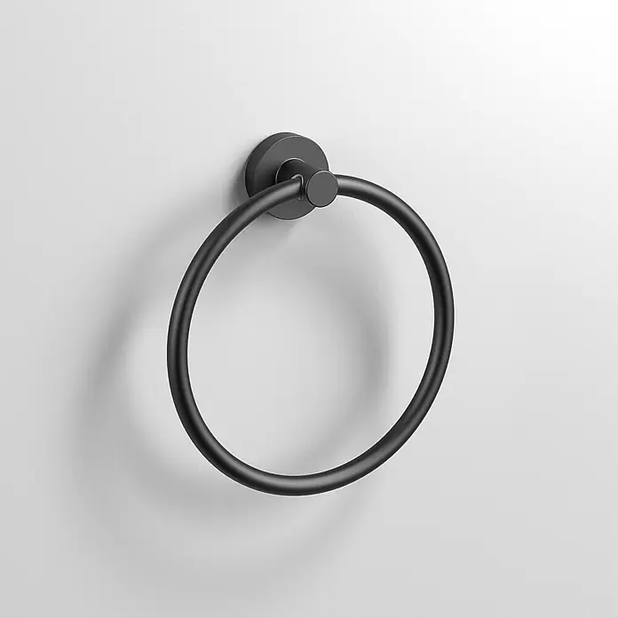 Creabath Cosmos Toallero de anilla - Negro, Satinado - Foto ambiente
