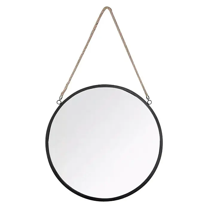 Okruglo ogledalo Nina - Promjer: 40 cm, Crna boja - Pogled sprijeda