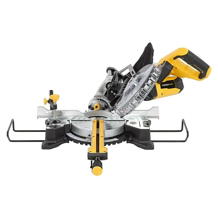 PowerPlus Sierra ingletadora POWX075720DB - 1.600 W, Diámetro hoja de sierra: 210 mm, Número de revoluciones de marcha en vacío: 5.000 r.p.m. - Vista frontal