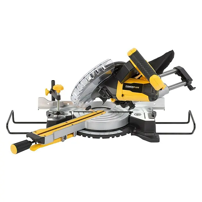 PowerPlus Sierra ingletadora POWX075720DB - 1.600 W, Diámetro hoja de sierra: 210 mm, Número de revoluciones de marcha en vacío: 5.000 r.p.m. - Vista angular