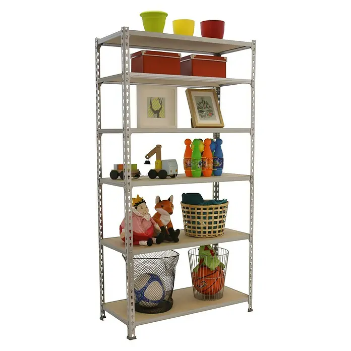 Simonrack Maderclick Estantería metálica Megaplus - L x An x Al: 40 x 120 x 250 cm, Capacidad de carga: 200 kg/balda, Número de baldas: 6 ud., Inserción, Galvanizado - Producto en uso