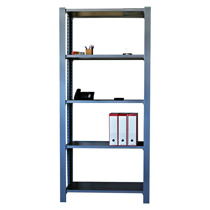 Simonrack Simonoffice Estantería para archivadores Officlick Wood Inicial - L x An x Al: 40 x 90 x 210 cm, Capacidad de carga: 200 kg/balda, Número de baldas: 5 ud., Gris/MDF - Producto en uso