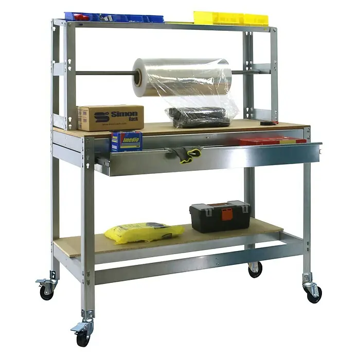 Simonrack Simonwork Banco de trabajo BT4 Box Mobile - L x An x Al: 76 x 151 x 152 cm, Capacidad de carga: 120 kg, Galvanizado - Producto en uso