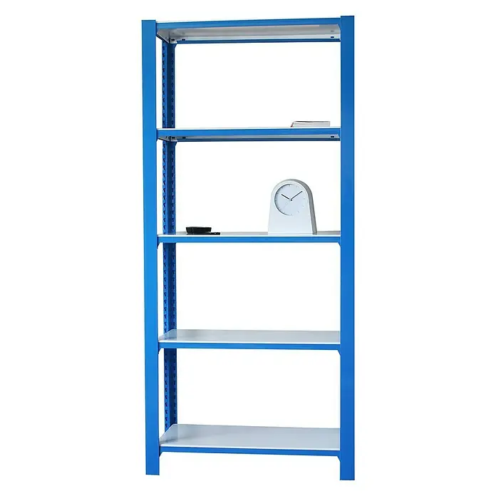 Simonrack Simonoffice Estantería para archivadores Officlick Wood Inicial - L x An x Al: 40 x 90 x 210 cm, Capacidad de carga: 200 kg/balda, Número de baldas: 5 ud., Azul/Blanco - Producto en uso