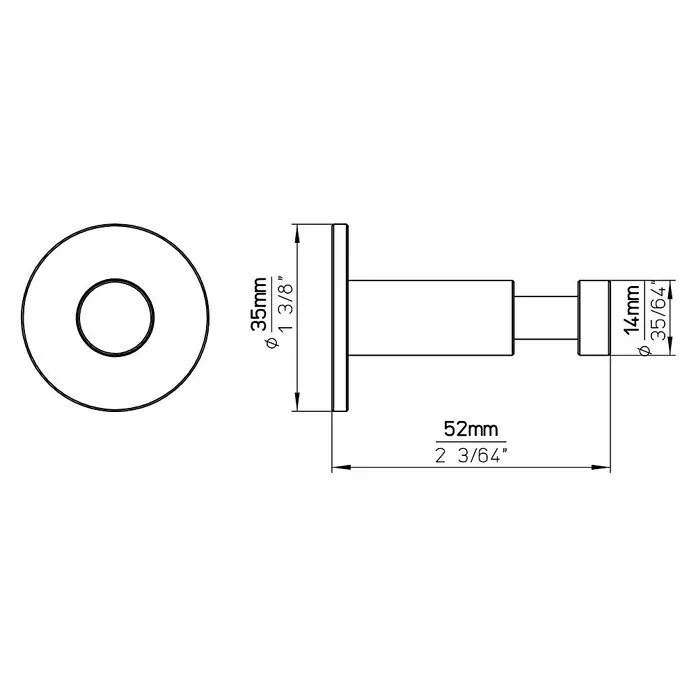 Siro Garderobenhaken - L x B x H: 35 x 35 x 52 mm, Anzahl Haken: 1 Stk. - Skizze