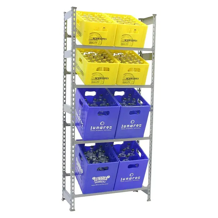 Simonrack Simonbottle Estantería para cajas de bebidas - L x An x Al: 30 x 80 x 200 cm, Capacidad de carga: 100 kg/balda, Número de baldas: 4 ud., Gris - Vista angular