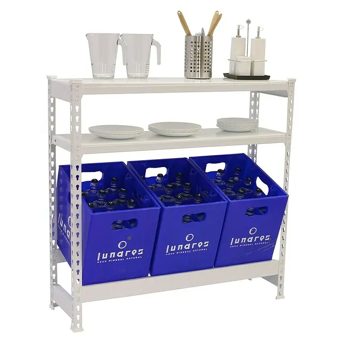 Simonrack Simonbottle Estantería para cajas de bebidas Shelf - L x An x Al: 30 x 100 x 100 cm, Capacidad de carga: 100 kg/balda, Número de baldas: 3 ud., Blanco - Vista angular