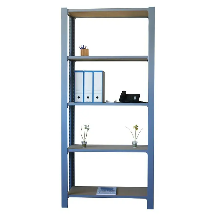 Simonrack Simonoffice Estantería para archivadores Officlick Wood Inicial - L x An x Al: 30 x 90 x 210 cm, Capacidad de carga: 200 kg/balda, Número de baldas: 5 ud., Gris/MDF - Vista frontal