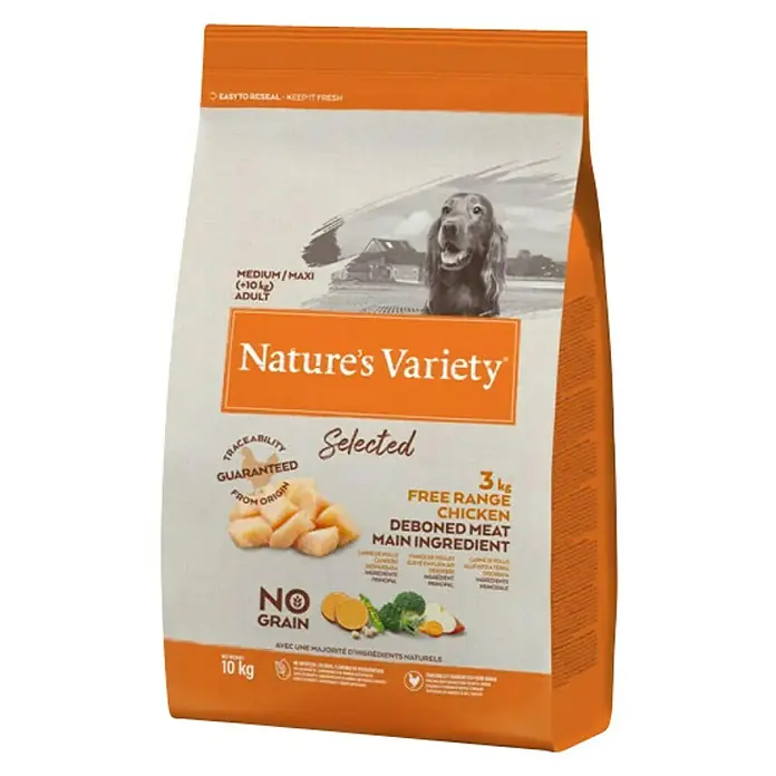 Nature's Variety Pienso seco para perros Selected Medium/Max - 10 kg, Pollo - Vista angular