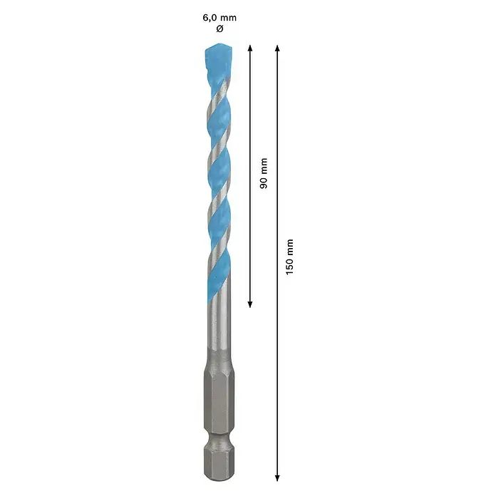 Bosch Professional Expert Bohrer Hex-9 - Durchmesser: 6 mm, Arbeitslänge: 90 mm - Skizze