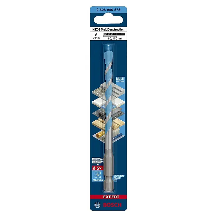 Bosch Professional Expert Bohrer Hex-9 - Durchmesser: 6 mm, Arbeitslänge: 90 mm - Vorderansicht