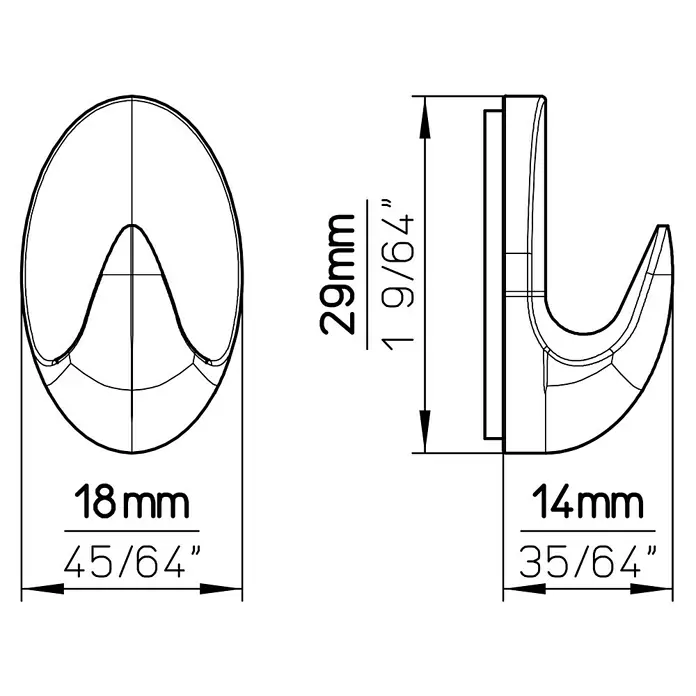 Siro Handtuchhaken - Inhalt: 3 Stk., L x B x H: 18 x 29 x 14 mm - Skizze
