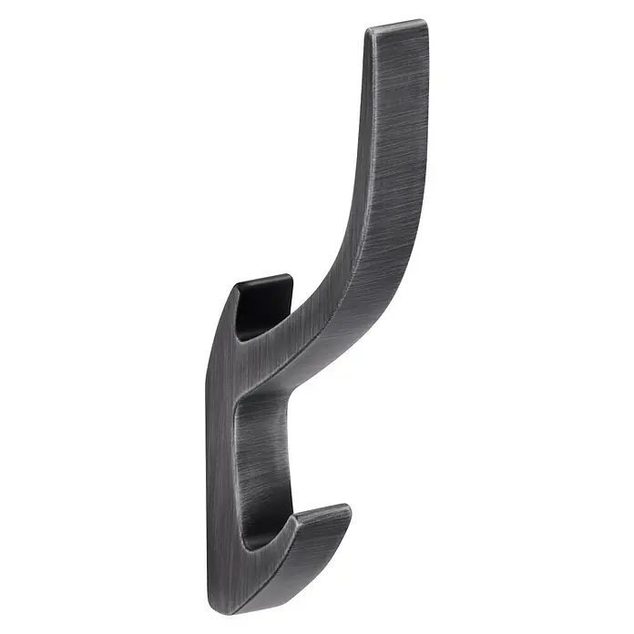 Siro Garderobenhaken 2432/ZN75 - L x B x H: 15 x 150 x 71 mm, Anzahl Haken: 1 Stk., Eisen antik - Diagonale Ansicht