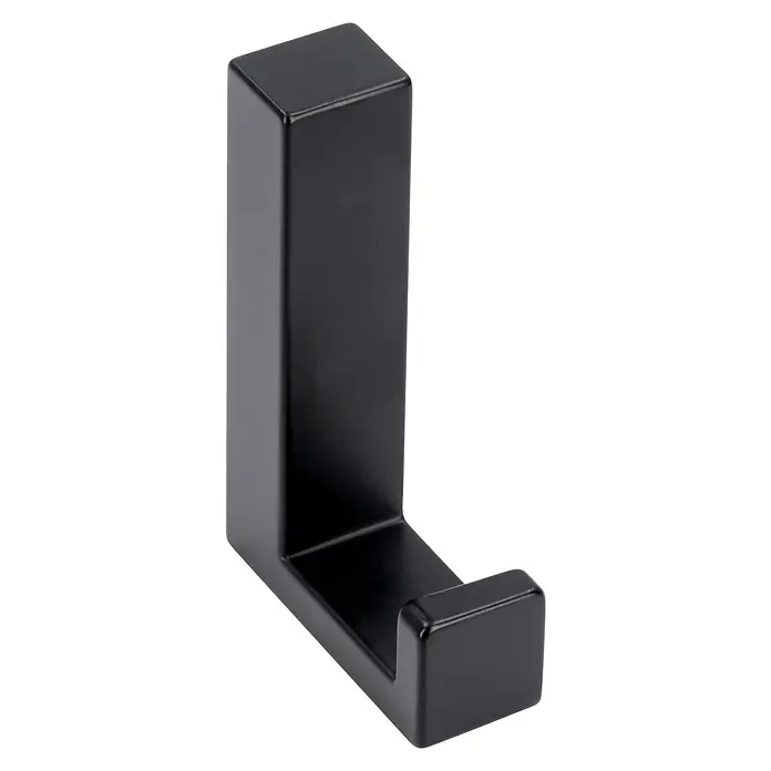 Siro Garderobenhaken - L x B x H: 15 x 61 x 40 mm, Anzahl Haken: 1 Stk., Schwarz - Diagonale Ansicht