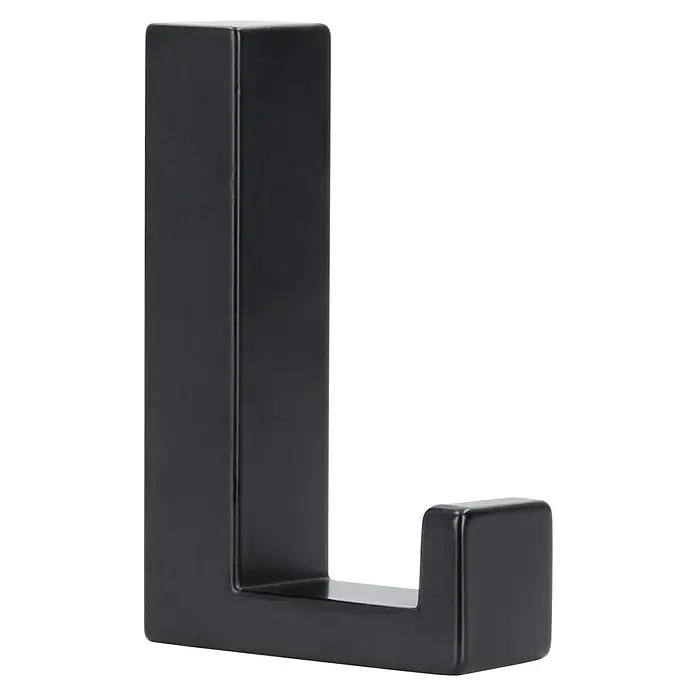 Siro Garderobenhaken - L x B x H: 15 x 61 x 40 mm, Anzahl Haken: 1 Stk., Schwarz - Diagonale Ansicht