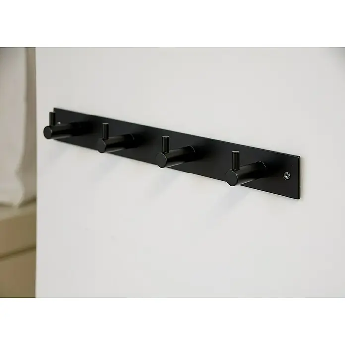 Siro Garderobenleiste 2452-322 - L x B x H: 322 x 38 x 43 mm, Anzahl Haken: 4 Stk., Schwarz - Stimmungsaufnahme