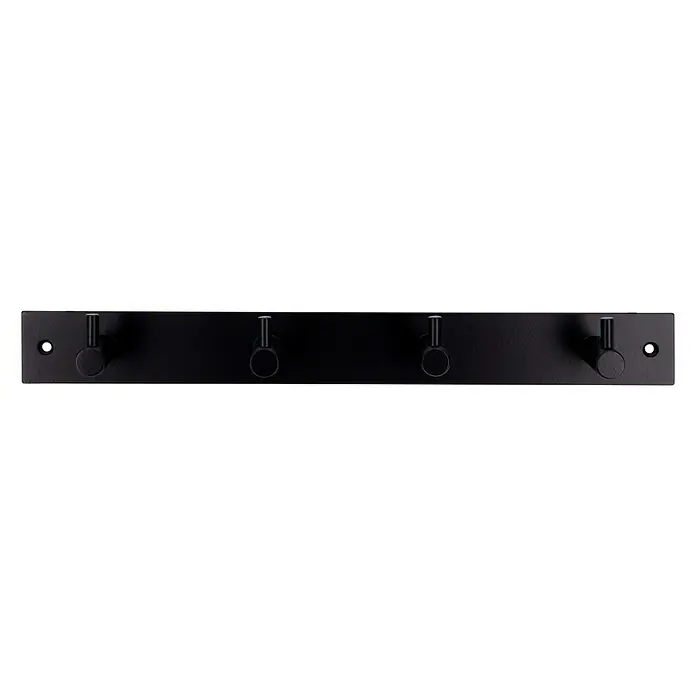 Siro Garderobenleiste 2452-322 - L x B x H: 322 x 38 x 43 mm, Anzahl Haken: 4 Stk., Schwarz - Vorderansicht