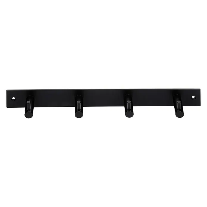 Siro Garderobenleiste 2452-322 - L x B x H: 322 x 38 x 43 mm, Anzahl Haken: 4 Stk., Schwarz - Diagonale Ansicht