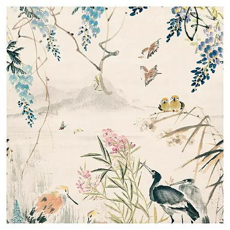 Papel pintado mural Grullas japonés