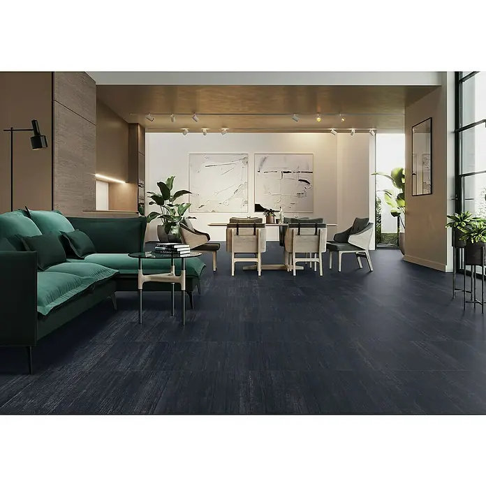 Feinsteinzeugfliese Berlin Black - 59,7 x 59,7 cm, Schwarz, Matt - Stimmungsaufnahme