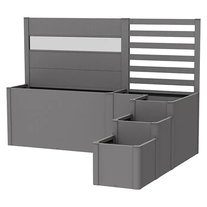 Biohort DaVinci Pflanzkasten Version 2 - 166 x 80,5 x 80 cm, Stahl, Quarzgrau Metallic - Diagonale Ansicht