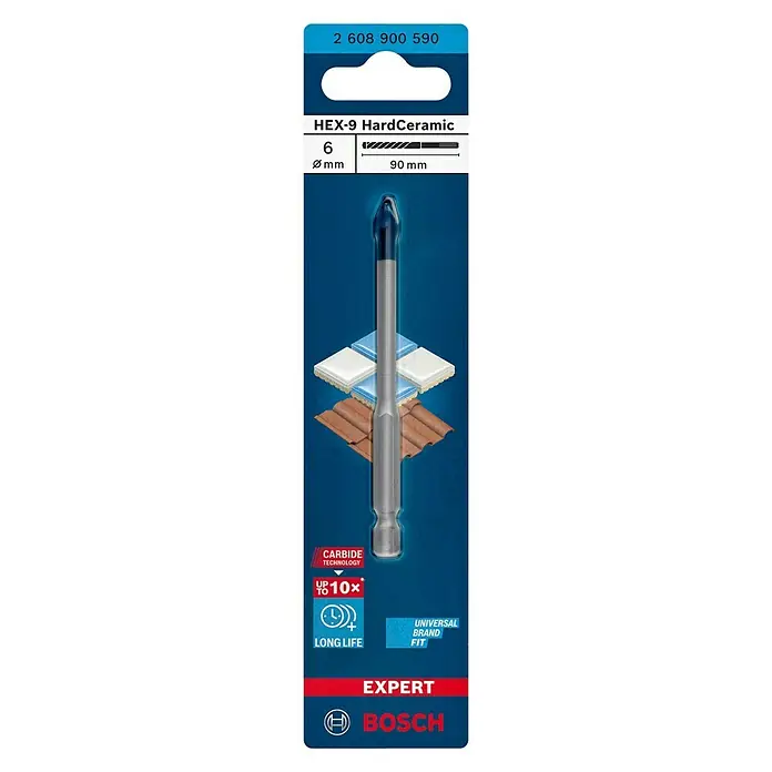 Bosch Professional Expert Fliesenbohrer HEX-9 HardCeramic - Durchmesser: 6 mm, 1 Stk. - Vorderansicht