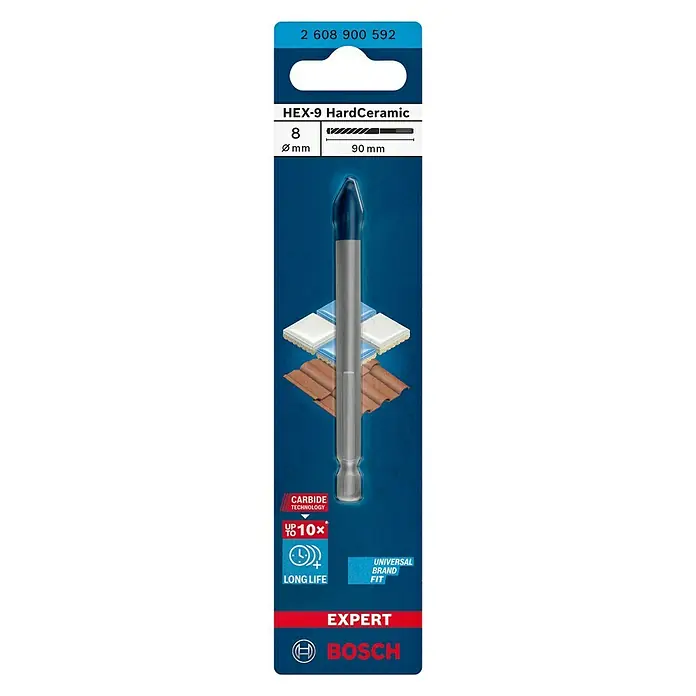 Bosch Professional Expert Fliesenbohrer HEX-9 HardCeramic - Durchmesser: 8 mm, 1 Stk. - Vorderansicht