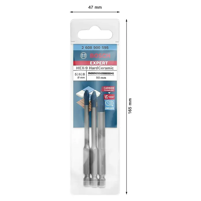 Bosch Professional Expert Fliesenbohrer-Set - Durchmesser: 5 mm - 8 mm, Materialeignung: Fliesen, 3 -tlg. - Skizze