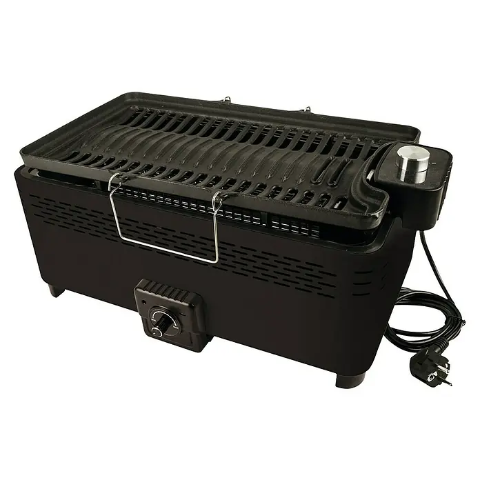 Tischgrill Fun BBQ 2in1 - L x B x H: 49,5 x 42,5 x 26 cm, Anthrazit - Diagonale Ansicht