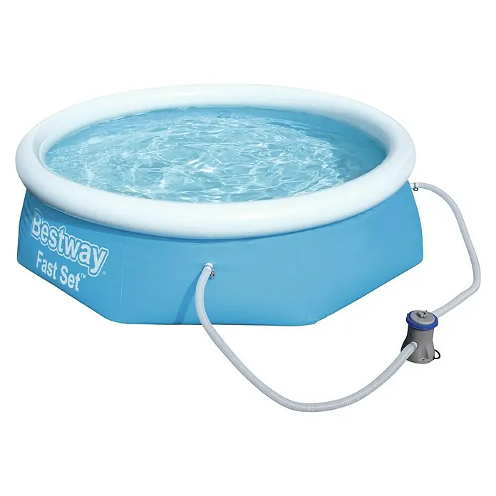 Bestway Zwembad met filterpomp FAST - Ø x h: 244 x 66 cm, 2.419 l, Blauw - Diagonaal zicht