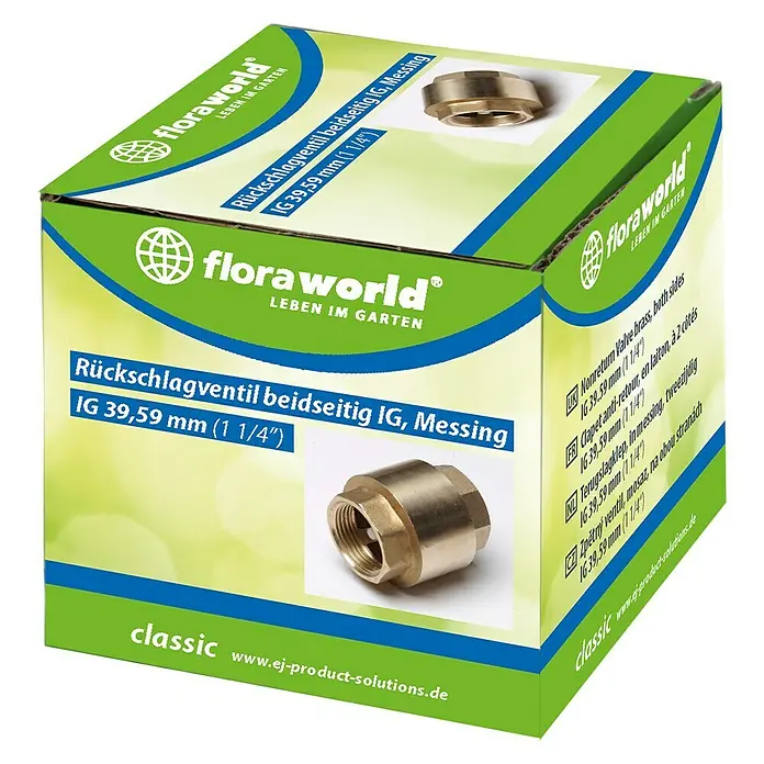 Floraworld Rückschlagventil - Messing, Größe Anschluss: 1¼″ - Diagonale Ansicht