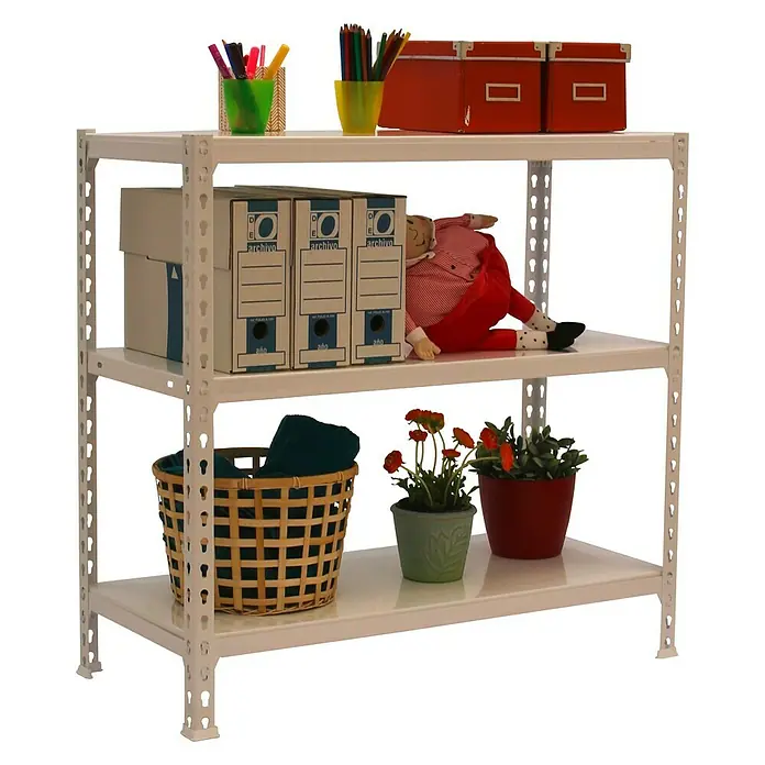 Simonrack Simonclick Estantería metálica Plus - L x An x Al: 50 x 100 x 100 cm, Capacidad de carga: 180 kg/balda, Número de baldas: 3 ud., Inserción, Blanco - Vista angular