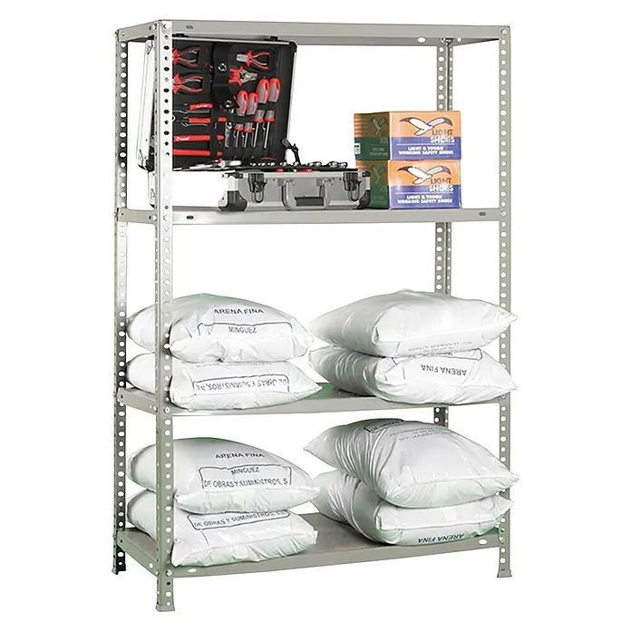 Simonrack Simonclassic Estantería metálica Advantage Mini - L x An x Al: 30 x 80 x 150 cm, Capacidad de carga: 75 kg/balda, Número de baldas: 4 ud., Atornillado, Gris - Vista angular