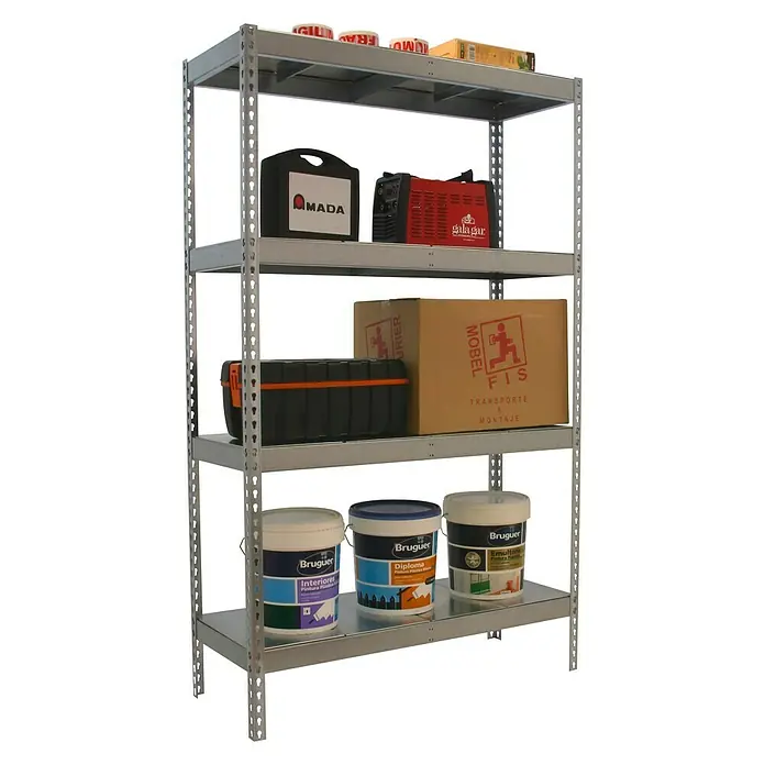 Simonrack Simonforte Estantería para cargas pesadas Metal - L x An x Al: 45 x 210 x 200 cm, Capacidad de carga: 500 kg/balda, Número de baldas: 4 ud., Galvanizado - Vista angular
